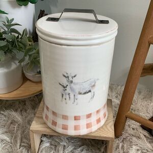 Pier 1 Earthenware Goat Cookie Biscuit Storage Jar